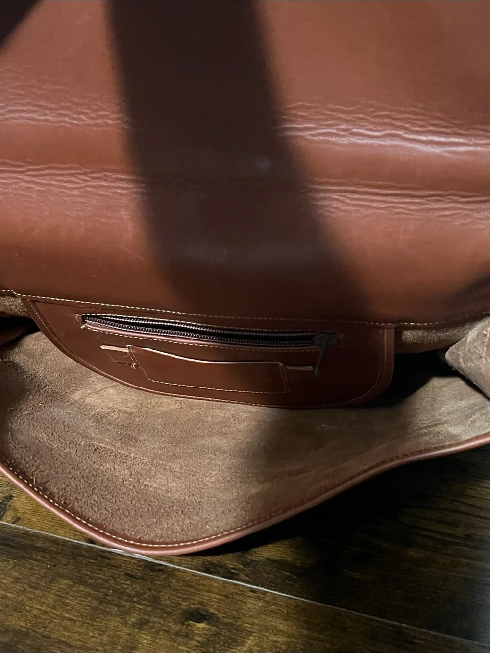 Men's Tan Leather Briefcase with Adjustable Strap